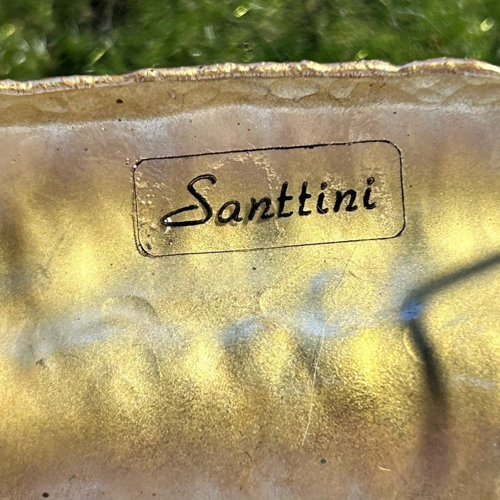 Vintage Santtini brass hammered artisan handcrafted belt buckle
